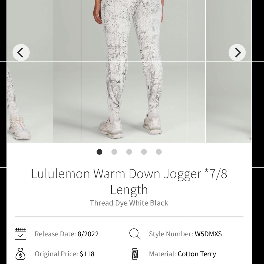 Lululemon Warm Down Jogger 7/8 Length Thread Dy White Black size 2 - Picture 10 of 10
